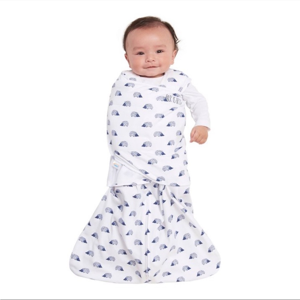 Halo innovations sleep sack, 100% cotton swaddle wrap, hedgehog pattern, 0-3 mth